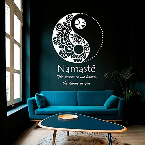 Símbolo de Yin y Yang Namaste es sagrado en mi corazón Tributo a ti Yoga vinilo decoración del hogar etiqueta de la pared A3 57x81cm
