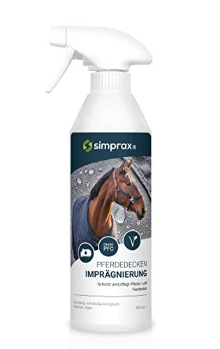 simprax® Manta para caballos con tratamiento impermeabilizante en spray – 0,5 litros – transpirable y respetuoso con el medio ambiente – para todo tipo de mantas de animales y caballos