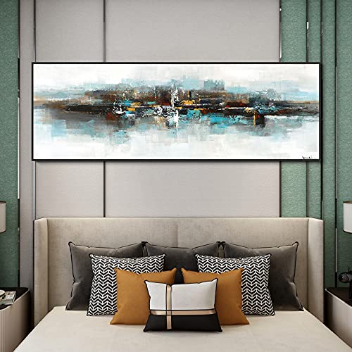 Sin marco Cuadro Modernos Lago en verano abstracto Lienzo Pintura Póster Cartel HD Impresión de Imagen cuadros decorativos Decoración de la pared del dormitorio de la sala de estar 70 * 210 cm