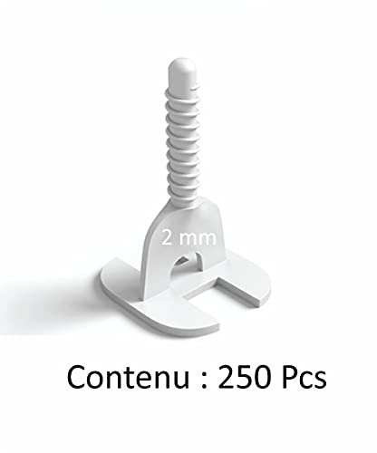 Sistema de nivelación de baldosas por atornillado manual de diales sobre crucetas (lote de 250 separadores de 2 mm)