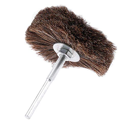 SLRMKK Accesorio de vástago de 1/4"Cepillo de Pelo de Caballo de 85 mm, muela pulidora para Tallado en Madera, Pulido, Encerado, Herramienta de Pulido