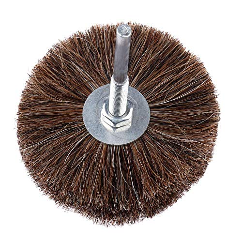 SLRMKK Accesorio de vástago de 1/4"Cepillo de Pelo de Caballo de 85 mm, muela pulidora para Tallado en Madera, Pulido, Encerado, Herramienta de Pulido
