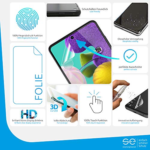 smart engineered Protectores de Pantalla de hidrogel 3D Compatible con Samsung Galaxy A51 [2 Unidades Pelicula Vidrio TPU -Transparente, Compatible con tu Carcasa, Lámina Blindada de TPU