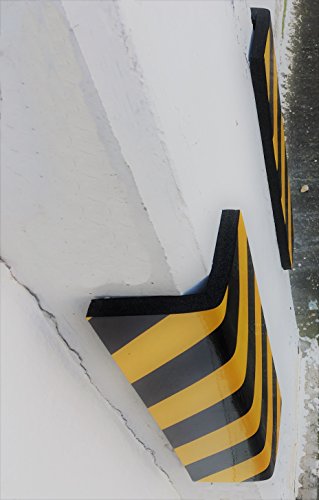 SNS SAFETY LTD Protector de Esquina Adhesivo, en Espuma Goma, para la Protección de las Columnas de Garaje y Aparcamientos, 44x25x2 cm, Negro Amarillo (4 piezas)