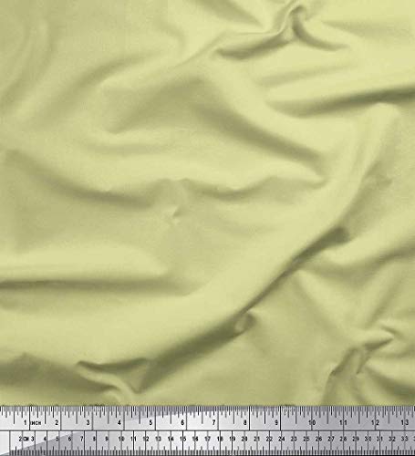 Soimoi Beige Seda Artificial Tela Amarillento Verdoso Color de Tono Medio Estampada de Tela por Metro 42 Pulgadas de Ancho