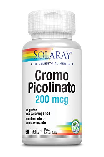 Solaray Chromium Picolinate 200mcg | Picolinato de Cromo | 50 Tabletas