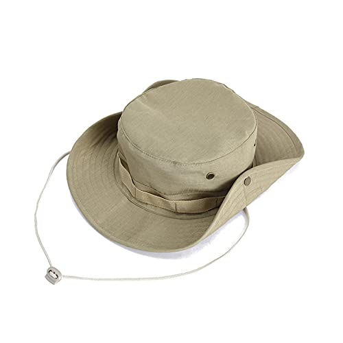 Sombrero de Pesca,Boonie Hat Sombrero de Verano con Correa de Barbilla Ajustable para Exteriores,Senderismo,Camping,Viajes Caqui