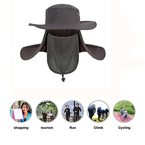 Sombrero de Sol,Gorra de Pesca al Aire Libre Nylon 360 ° Protección Solar Sombrero con Correa de Barbilla Ajustable y Corona de Malla Transpirable para Caza Paseo en Barco Excursionismo