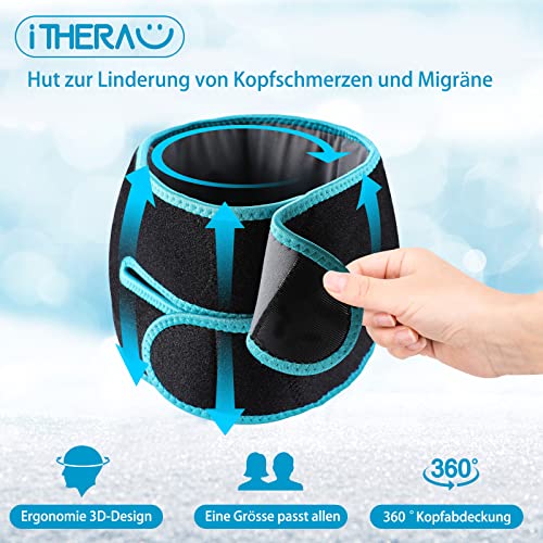 Sombrero para aliviar el dolor de cabeza y la migraña. Bolsa de hielo portátil y flexible para aliviar migrañas y dolores de cabeza.