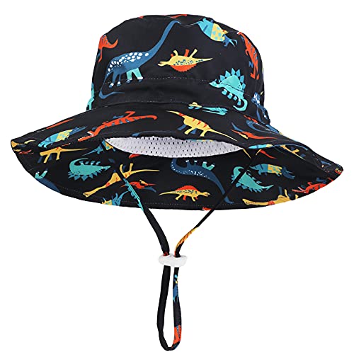 Sombrero para el Sol para niños pequeños Sombrero de Cubo de Verano para niños UPF50 Sombrero de Playa de ala Ancha Gorra Verde Flamenco para bebés y niñas de 2-4 años