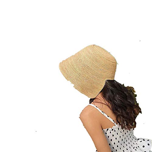 Sombrero para el Sol Sombrero para   Mujer de Verano Rafia Sombrero para el Sol con Visera Plana Visor Gorro para Vacaciones en la Playa Cinta Gorro de Cubo Estilo panameño ala Ancha