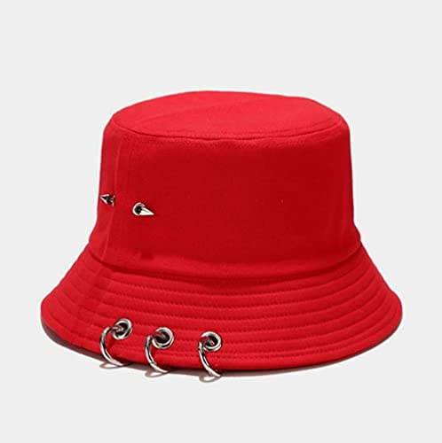 Sombrero Pescador Gorras Hombre Mujer Sombrero De Pescador para Hombre Mujer Moda Sombrero Panamá Al Aire Libre Sombrero Plegable -Rojo