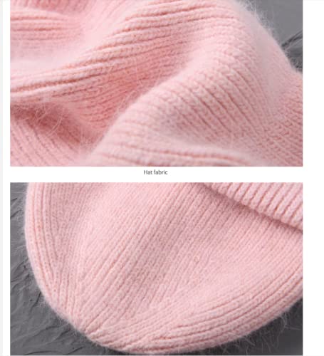 Sombreros Casuales para Mujer Gorros Tejidos Otoño Invierno Gorros Tejidos Gruesos de Tres Pliegues para niñas -Blue-One Size