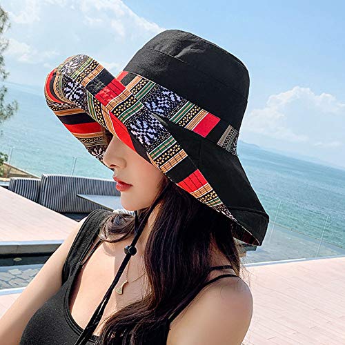 Sombreros de Sol para Mujer Verano de ala Ancha Viseras de Playa Plegables Gorras Protección UV con Cordón