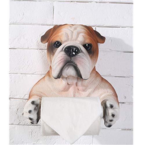 Soporte de papel higiénico Perro De Simulación Bulldog Inglés Baño Aseo Creativo Papel Higiénico Resina Figura De Acción Juguete Modelo Coleccionable