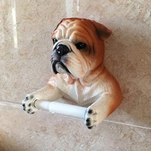 Soporte de papel higiénico Perro De Simulación Bulldog Inglés Baño Aseo Creativo Papel Higiénico Resina Figura De Acción Juguete Modelo Coleccionable