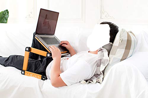Soporte ergonómico portátil para ordenador portátil, mesa de escritorio, bandeja plegable para cama, altura y ángulo totalmente ajustable con ventiladores USB para trabajar desde casa o viajes