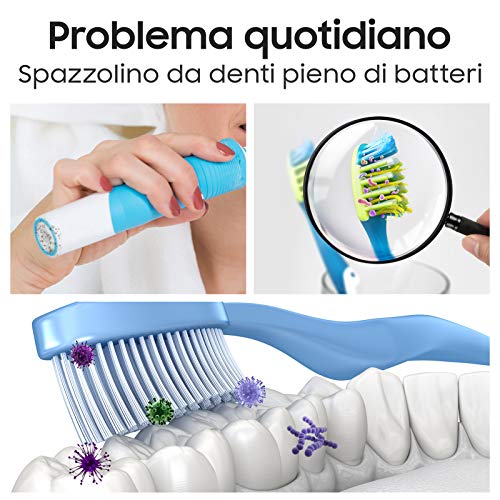 Soporte UV para cepillo de dientes, soporte para esterilizador de cepillos de dientes de baño de pared, soporte para cepillo de dientes para baño y viaje (Single)