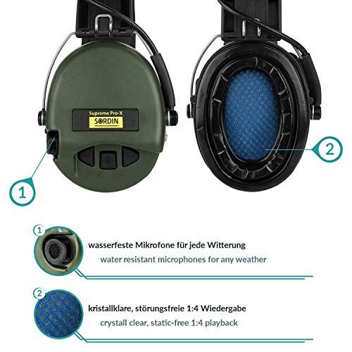 Sordin Supreme PRO X SOR75302-X-07 - Protectores auditivos electrónicos con luz LED, diseño de camuflaje