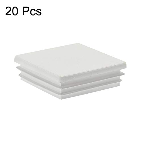 sourcing map 20uds 60x60mm Tapón cuadrado de Tubo de plástico Blanco para Pasamanos Escalera Barandilla Tubo