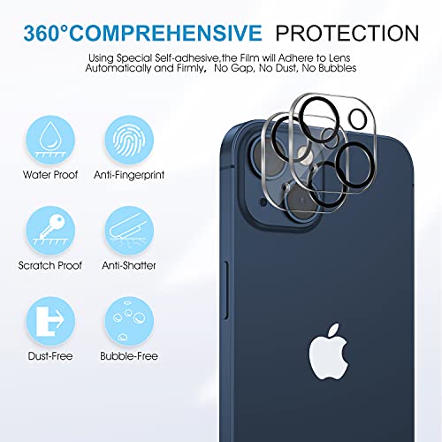 SPARIN 5 Pack Protector de Pantalla Compatible con iPhone 13, 6,1 Pulgadas, 3 Cristal Templado con 2 Protector de Lente de Cámara, Marco de Instalación Fácil