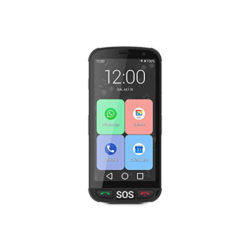 SPC Apolo - Smartphone con Whatsapp para Personas Mayores, botón SOS, Botones físicos para Colgar y descolgar, Base de Carga, Iconos XXL, Pantalla de 5”, 16GB de Memoria Ampliable, Android 10 - Negro