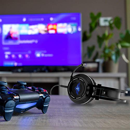 SPIRIT OF GAMER - Elite-H70 Para PS4 Y PC - Sonido Envolvente Virtual 7.1 - Auriculares Gamer - Micrófono Flexible Con LED Azul - RGB Backlight 7 Colores - HP 50 Mm Leatherette - USB 4 Meters