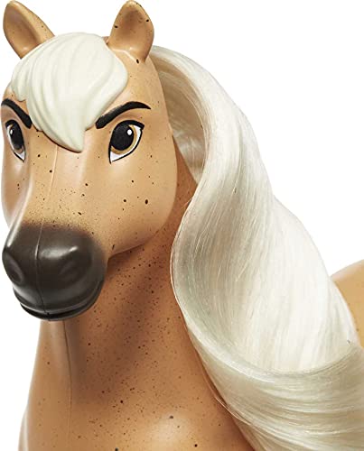 Spirit Semental Americano Caballo marrón claro de juguete con crin y cabeza articulada (Mattel GXD97)