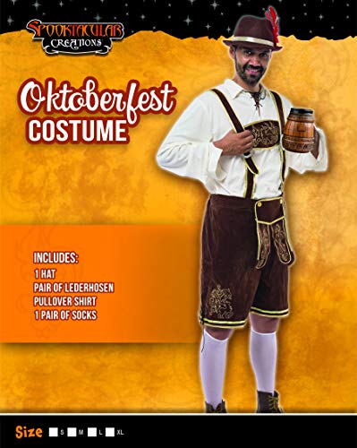 Spooktacular Creations Disfraz de Fiesta de Cervez Conjunto de de Oktoberfest bávaro Alemán Disfraces para Hombres Halloween (Marrón, L)