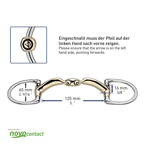 SPRENGER Olivenkopf Gebiss NOVO CONTACT 16 mm (Sensogan) mit Edelstahl Ringen, 12.5 cm, 16 mm