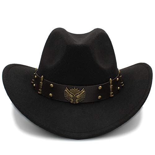 SSLA Sombrero de vaquero de ala ancha para mujer y hombre, unisex, color turquesa (57 cm) Negro 56/58