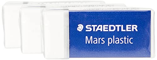 STAEDTLER Mars Plastic - Gomas de borrar (3 unidades), color blanco