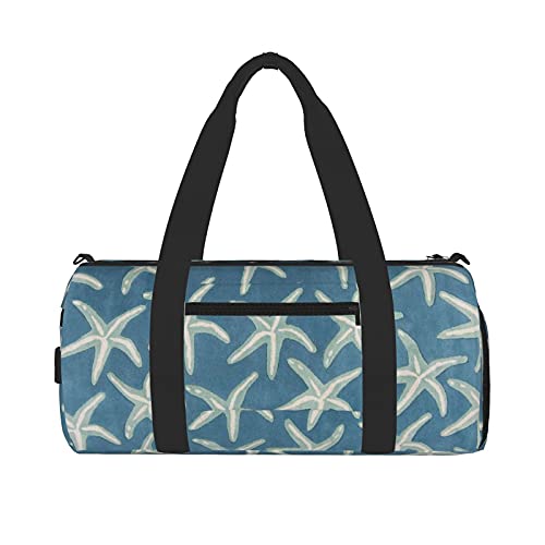 Starfish - Bolsa de deporte de lana costera con bolsillo húmedo y compartimento para zapatos, bolsa de viaje para hombres y mujeres, Black, Talla única,
