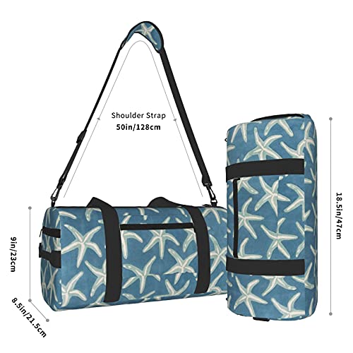 Starfish - Bolsa de deporte de lana costera con bolsillo húmedo y compartimento para zapatos, bolsa de viaje para hombres y mujeres, Black, Talla única,