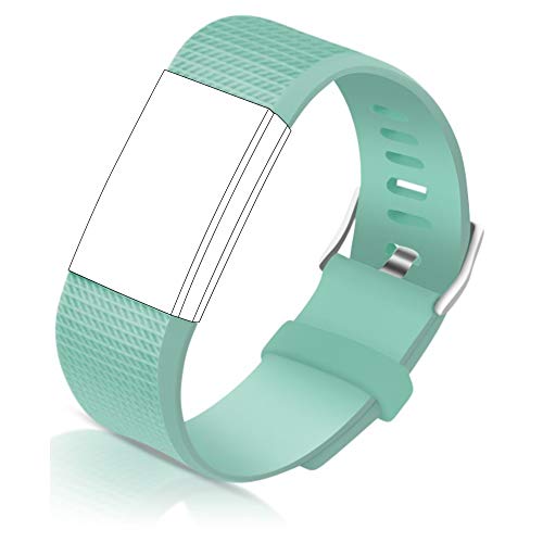 STAY Active Correas de Recambio para Fitbit Charge 2, Reloj Inteligente y Deportivo para Mujer y Hombre | Marca del Reino Unido - Diamante de Silicona (Verde Azulado – Pequeña)