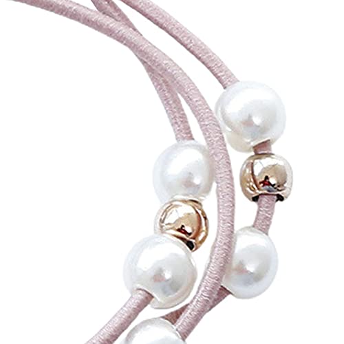 Steelwingsf Titular de la cola de caballo corbata decorativa apretada de la perla de la perla para el desgaste diario Rosado