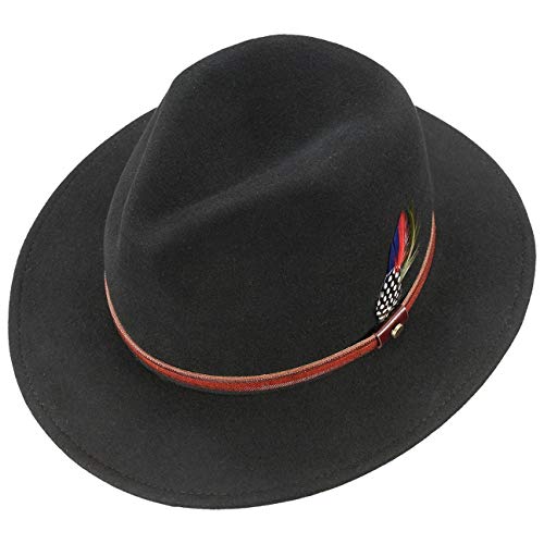 Stetson Rantoul Sombrero de Fieltro para Mujer/Hombre - Sombrero de Exterior Resistente al Agua y la Suciedad Gracias a Asahi Guard - Verano/Invierno - Negro XXL (62-63 cm)