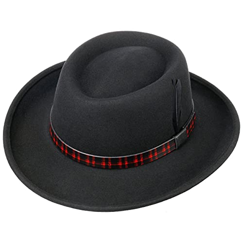 Stetson Sombrero de Lana Darvell Gambler Hombre - Lluvia Outdoor Western con Forro, Banda Piel otoño/Invierno - XXL (62-63 cm) Negro