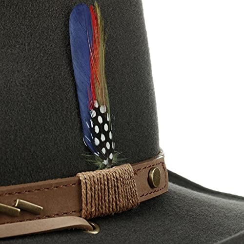 Stetson Sombrero de Lana Silco Western Hombre - Outdoor Fieltro Vaquero con Tira para el mentón Verano/Invierno - L (58-59 cm) marrón