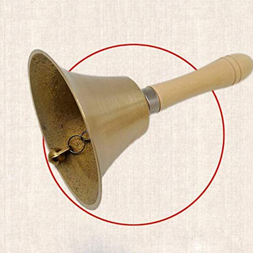 STOBOK campana de metal campana de escritorio llamada de servicio con mango de madera 8 cm de diámetro dorado