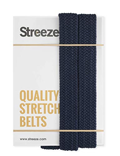 Streeze Cinturón Mujer Damas de Tela Elástica Entretejida. 5 Tamaños. Anchura de 25mm y Hebilla Dorada (Azul Marino, S)