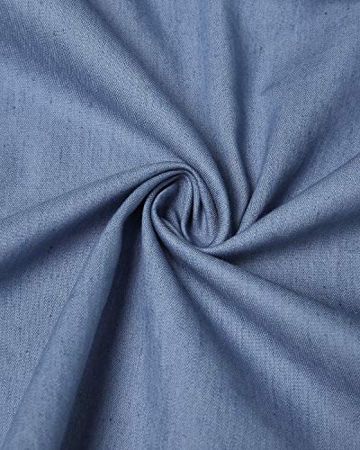 Style Dome Blusa Vaquera Camisa de Mujer Botones Elegantes de Manga Larga para Mujer Blusa de Mujer Túnica de Mujer Elegante Larga Grande Azul claro-C07795 M