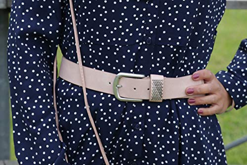 styleBREAKER cinturón con remaches bicolores en el pasador, cinturón de remaches, acortable, unisex 03010088, tamaño:90cm, color:Rosa palo