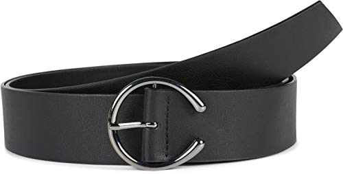 styleBREAKER Cinturón de cintura unicolor para damas con hebilla en forma de herradura, unicolor, cinturón de cadera, talla única 03010120, color:Negro