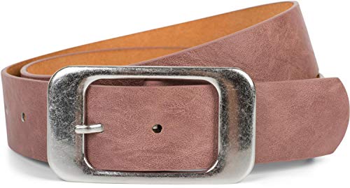 styleBREAKER cinturón unisex monocolor con una gran hebilla rectangular, acortable 03010100, tamaño:85cm, color:Rosa palo