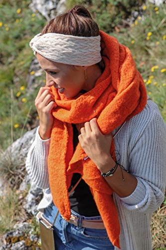 styleBREAKER suave chal de mujer monocolor de malla de forma asimétrica, invierno, estola, pañuelo 01017118, color:Mostaza