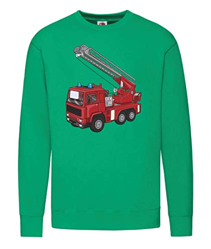 Sudadera con diseño de camión de bomberos y jinete, unisex, para niños y niñas verde 14 años
