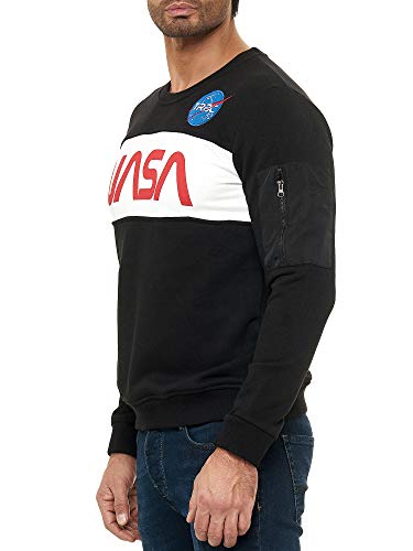 Sudadera Premium NASA Suéter para Hombres con Manga Larga - Negro L