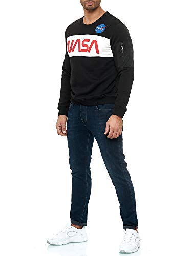 Sudadera Premium NASA Suéter para Hombres con Manga Larga - Negro L