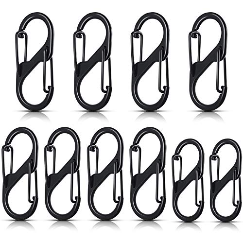 Sumind 10 Piezas Mosquetones Pequeños S Bloqueo Mosquetón para Llavero Hebilla de Metal en Forma de S para Actividades al Aire Libre